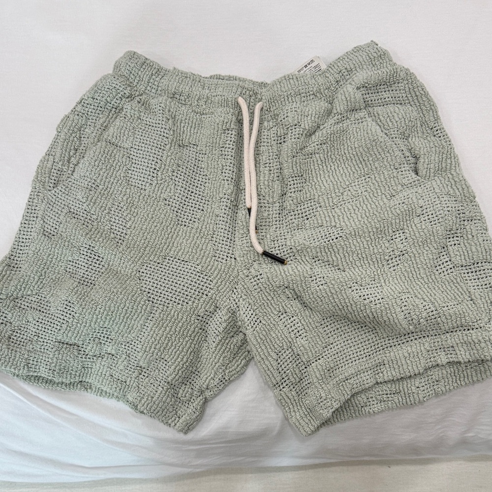 OAS Textured Knit Shorts in Light Green